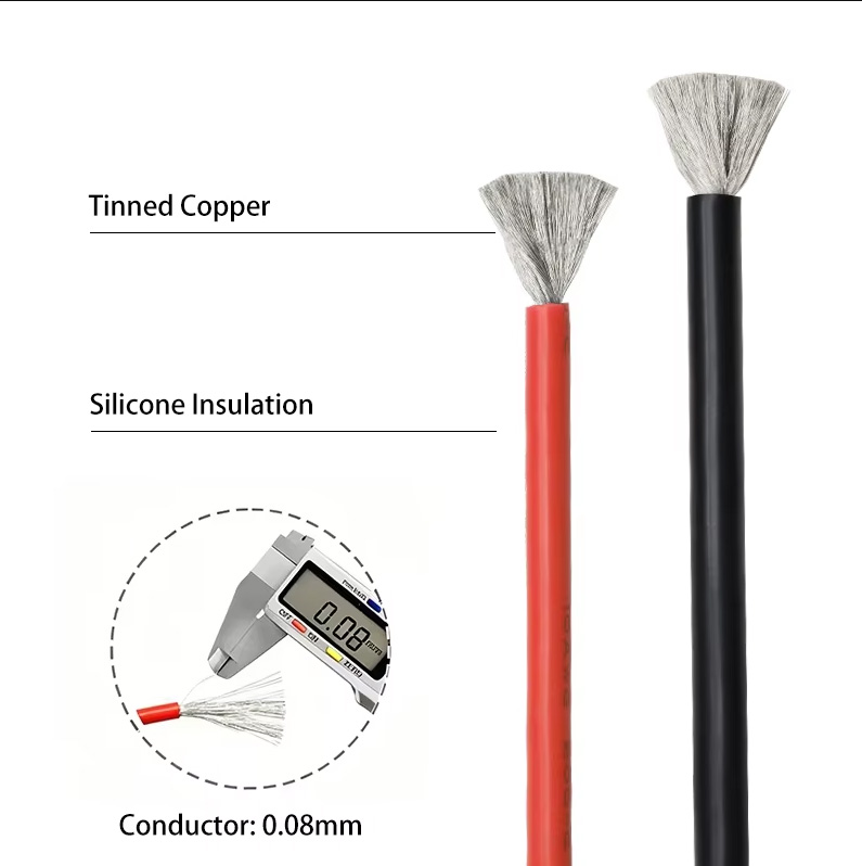 Cable 10AWG Silicona Rojo y Negro -2 metros - - Imagen 3