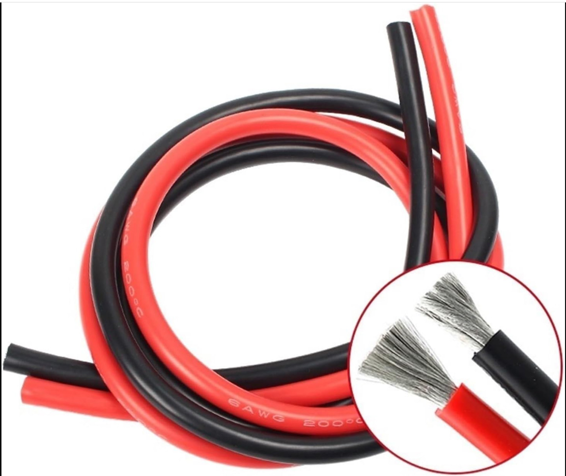 Cable 10AWG Silicona Rojo y Negro -2 metros -
